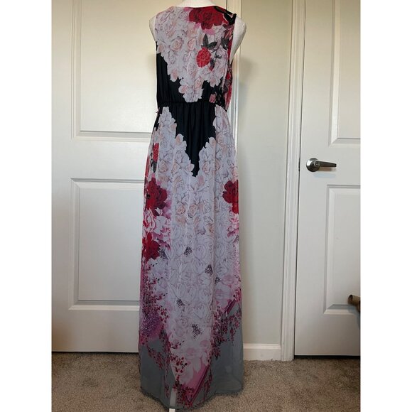 Cato Womens Sleeveless Floral Maxi Dress Size 12 Sheer Overlay Polyester Lined - Picture 2 of 8